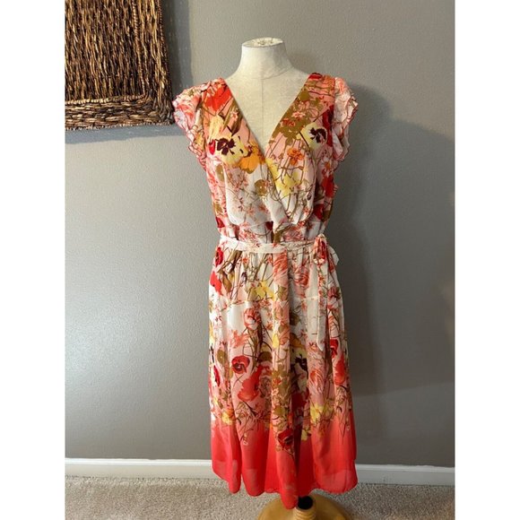 Chris McLaughlin A Line Dress 18W Belt Floral Flowy Stretch Career Church - Picture 3 of 9